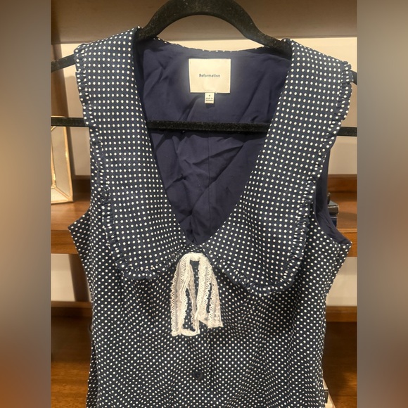 Reformation Soraya Linen Dress - Navy - Picture 3 of 5